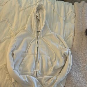 Brandy white cropped zip up